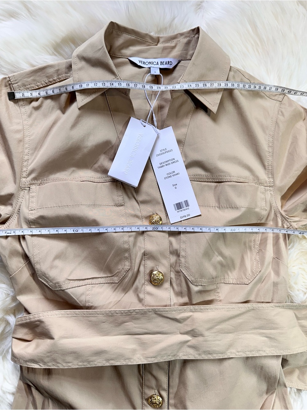 Veronica Beard Tabby Midi Dress – Stone Khaki – Size 0 – NWT - Picture 6 of 16